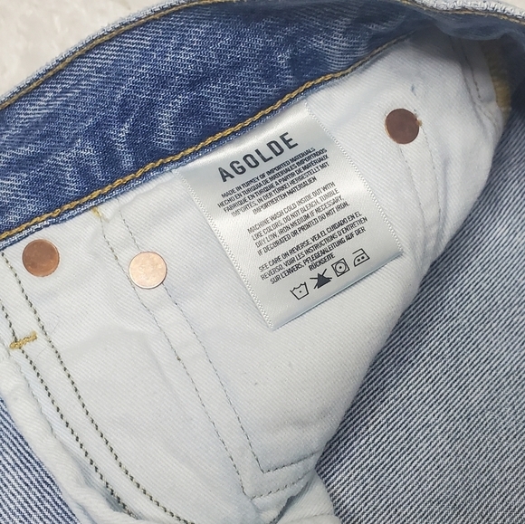 AGOLDE HI RISE SHORT 100% COTTON BUTTON FLY DISTRESSED HIGH WAISTED - Picture 9 of 9